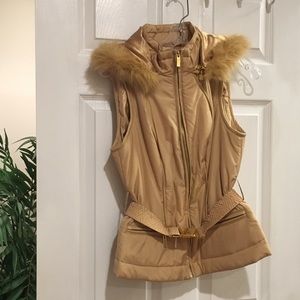 Bebe Gold Fur Trim Vest
